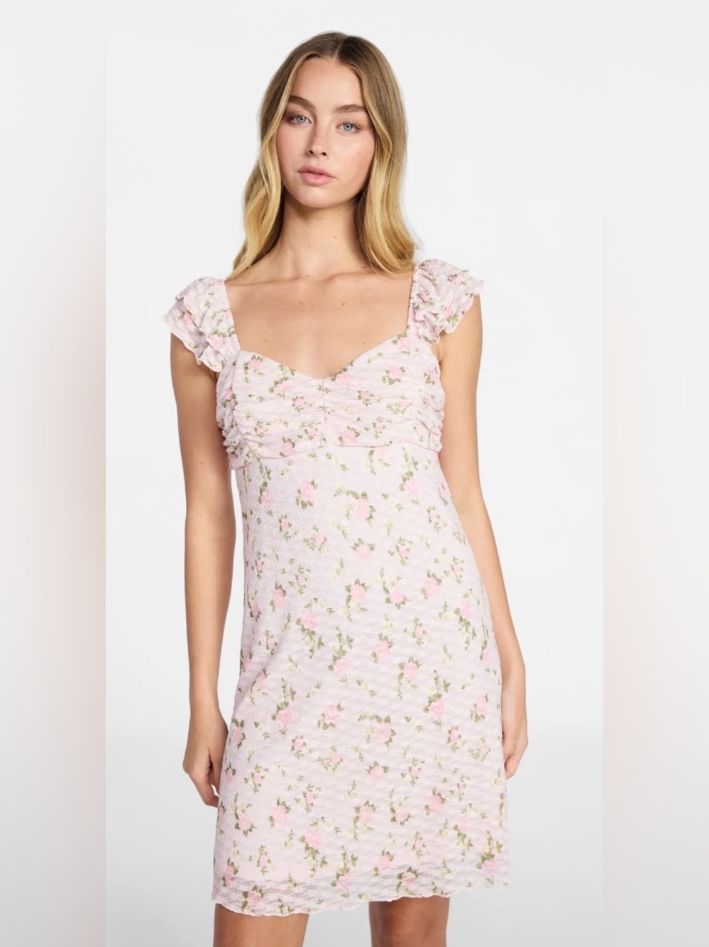 No Boundaries double ruffle ruched lined mini dress; size: XL